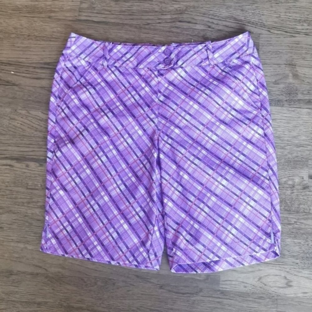 Callaway Purple Plaid Bermuda Golf Shorts Plus 34